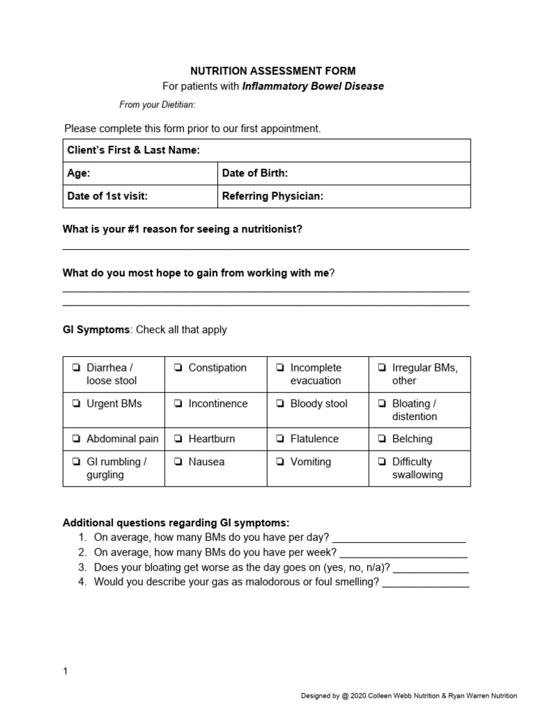 Nutrition Assessment for IBD Patients | PDF | Inflammatory Bowel ...