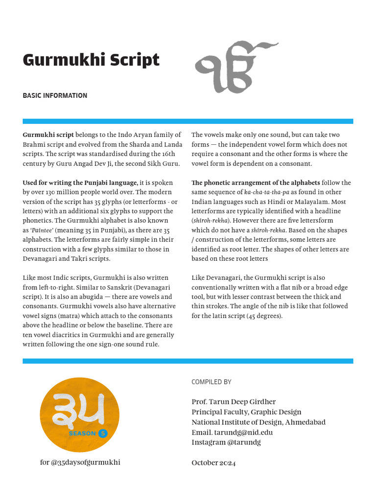 Gurmukhi Script Overview and Basics | PDF | Languages Of Asia | Writing