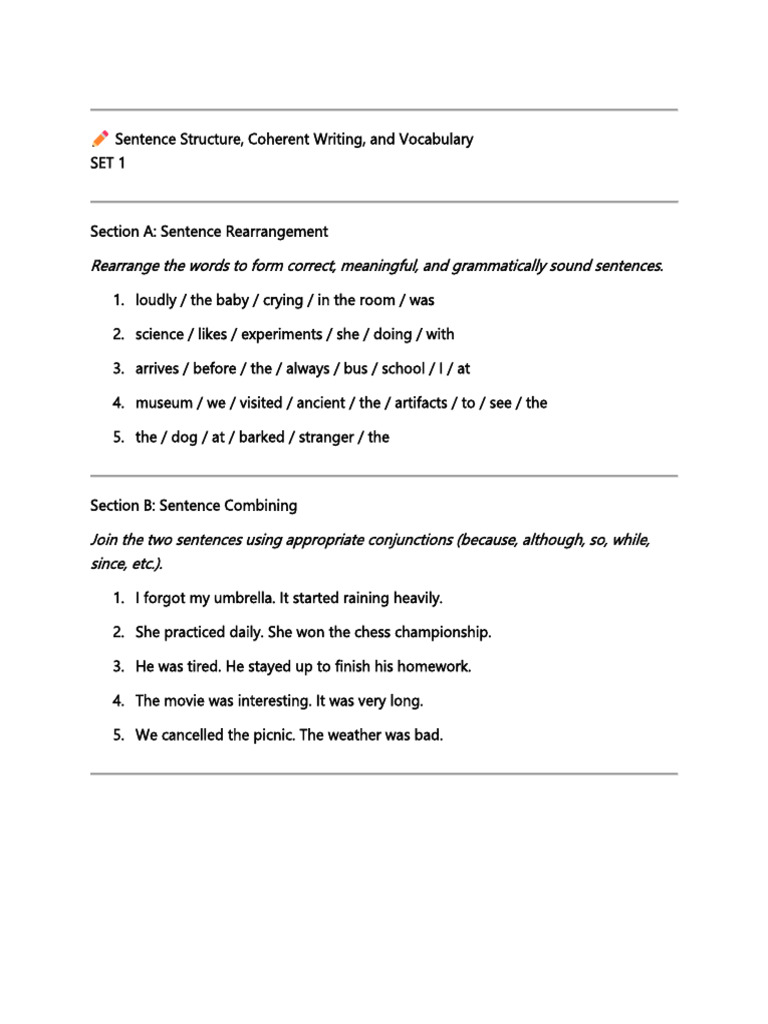 Sentence Structure and Writing Skills Guide | PDF | Linguistics | Grammar