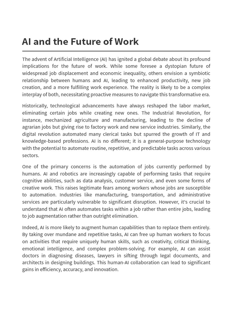 AI and The Future of Work | PDF | Artificial Intelligence ...