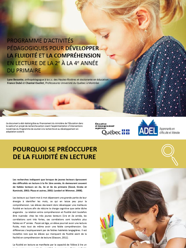 Fluidité en lecture : activités 2e-4e année | PDF | Linguistiques ...