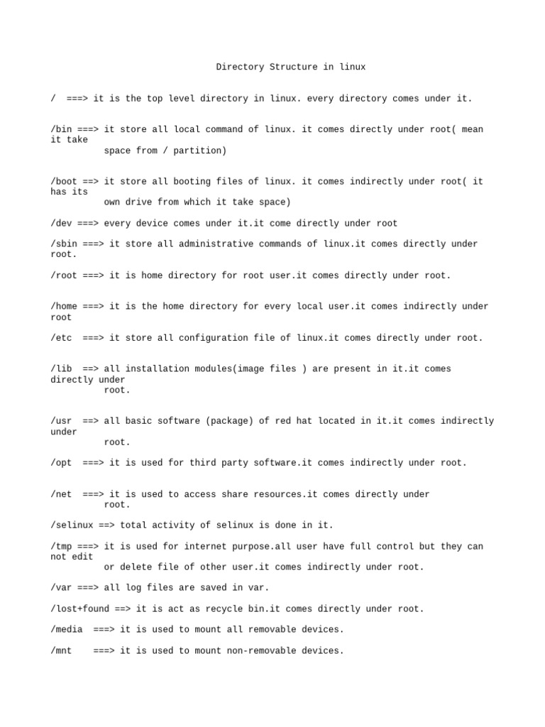 Directory Structure in Linux | PDF