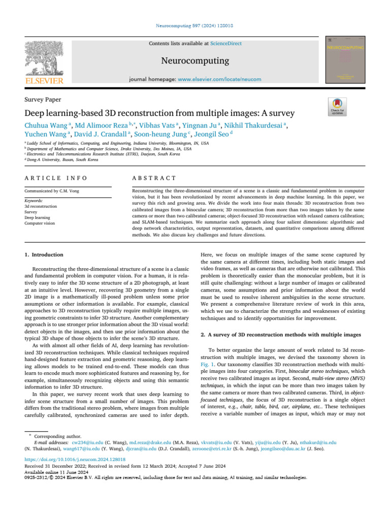 Chuhua Wang Deep Learning Based 3d Reconstruction From | PDF | Deep ...