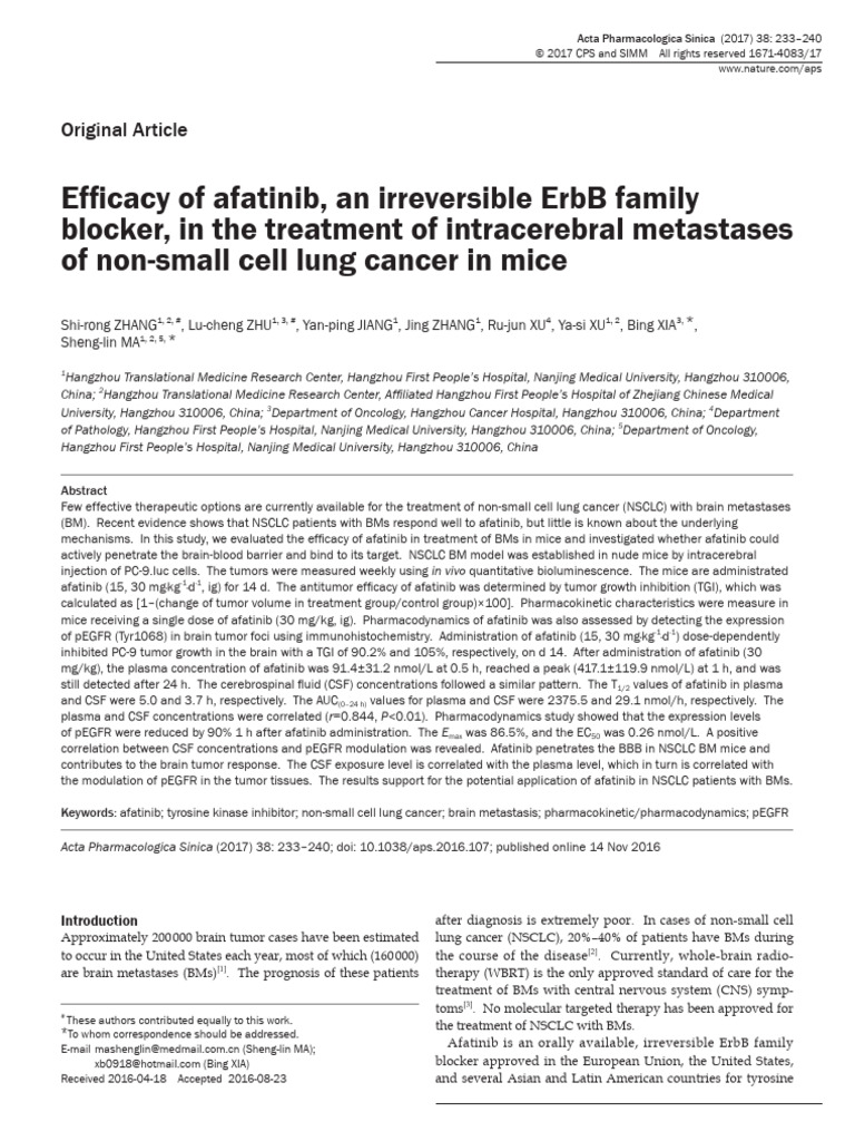 Efficacy of Afatinib, An Irreversible Erbb Family Blocker, in The ...