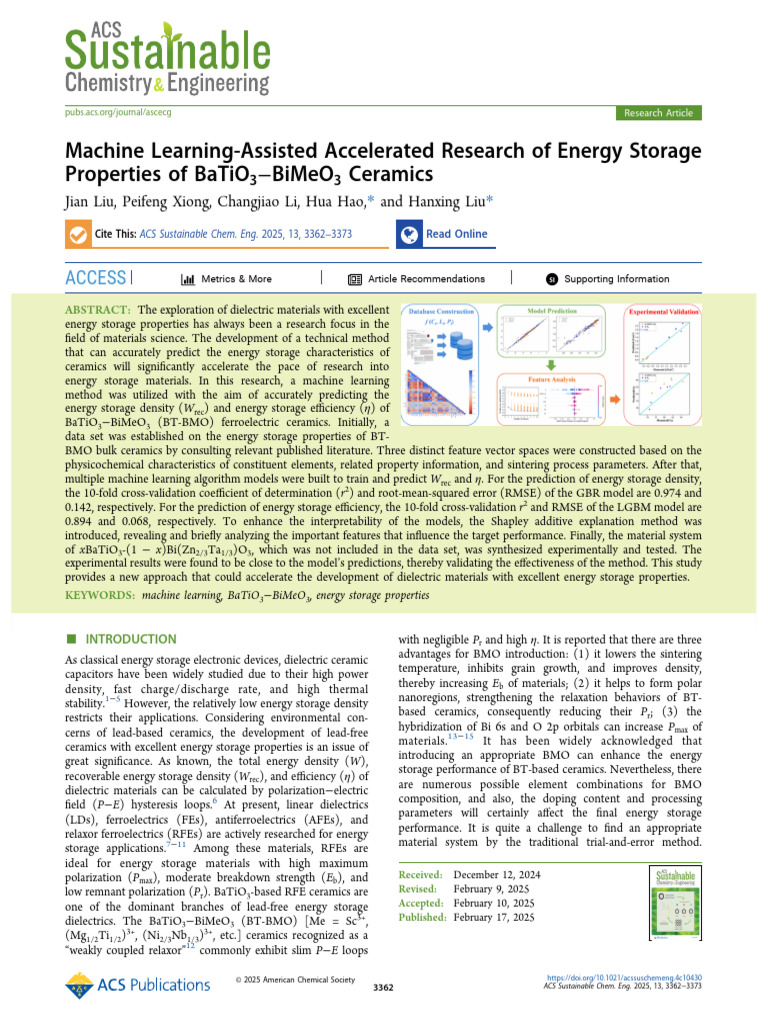 Machine Learning in Energy Storage Ceramics | PDF | Machine Learning ...