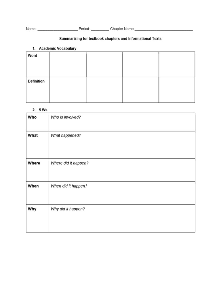 Summarizing Textbook Chapters Guide | PDF