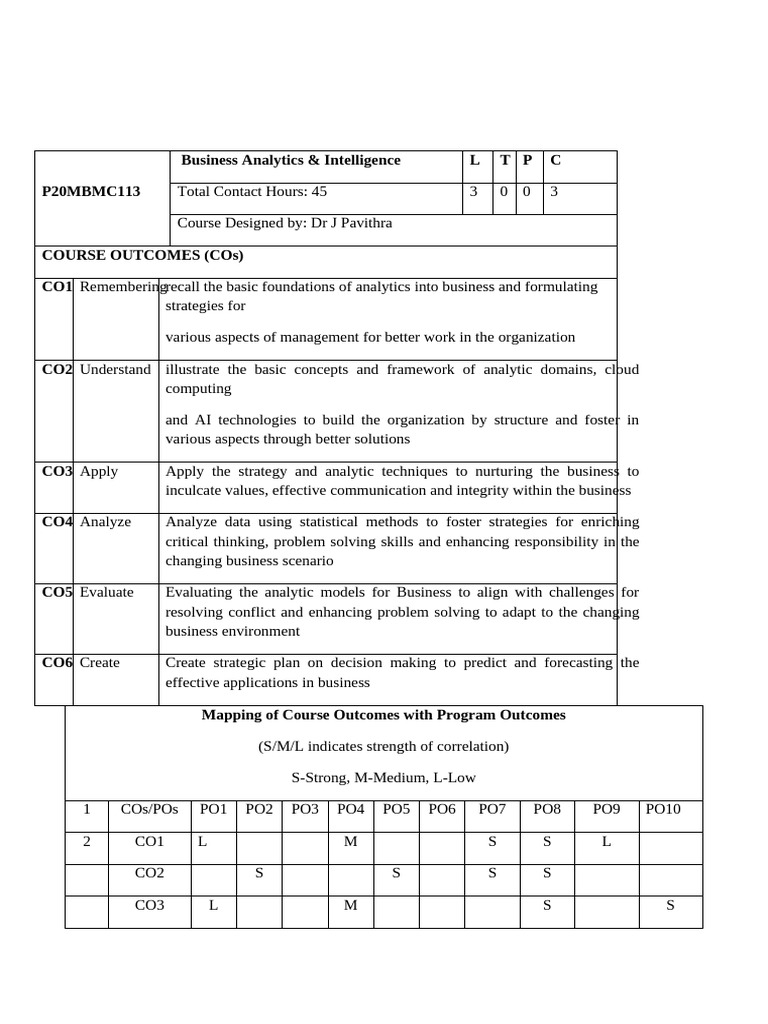 Business Analytics Course Overview | PDF | Analytics | Information Science
