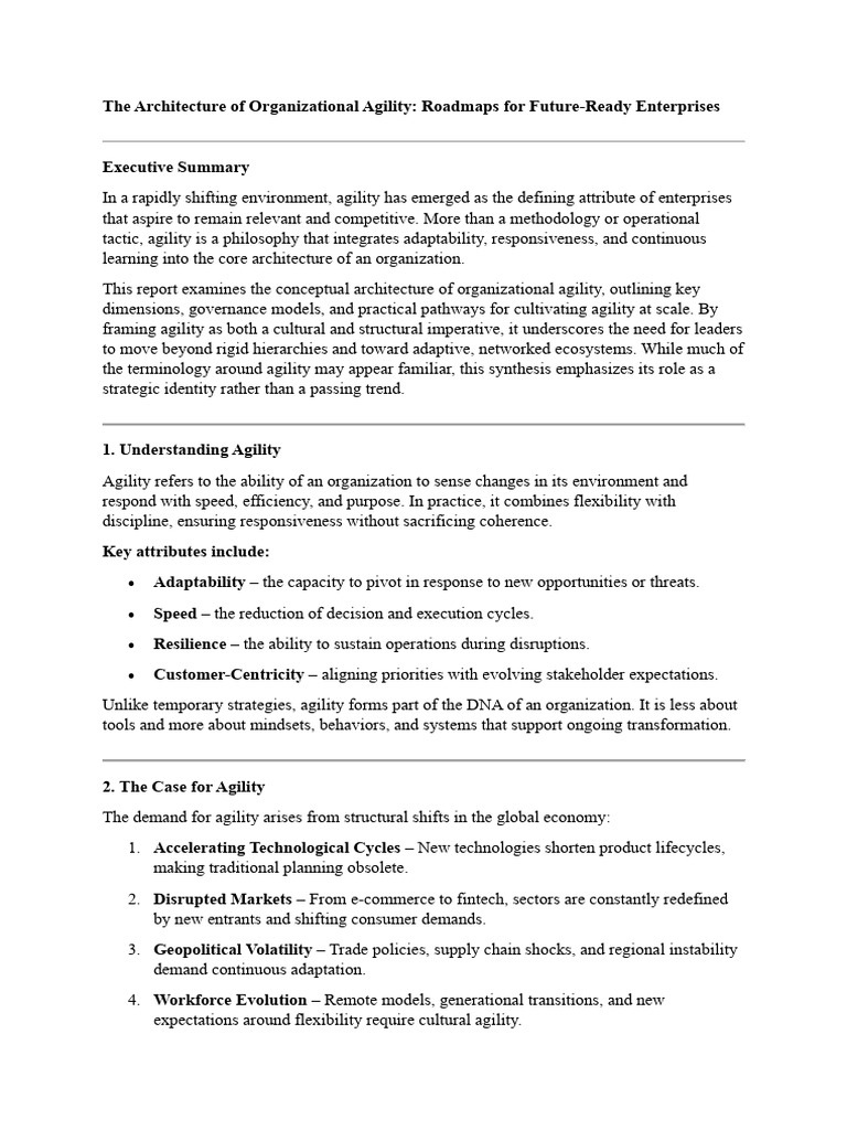 Organizational Agility Frameworks | PDF | Governance | Leadership