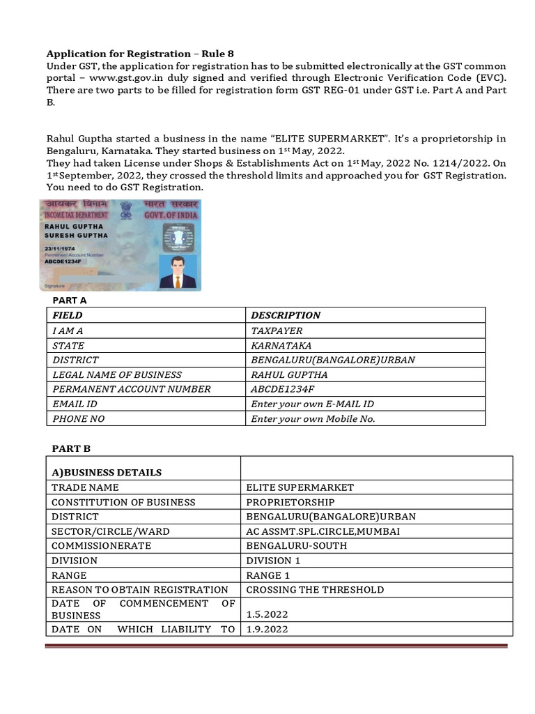 GST Registration Application for ELITE SUPERMARKET | PDF | Value Added ...