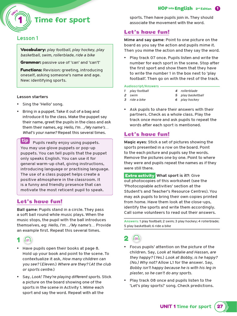 English Sports Vocabulary and Activities | PDF