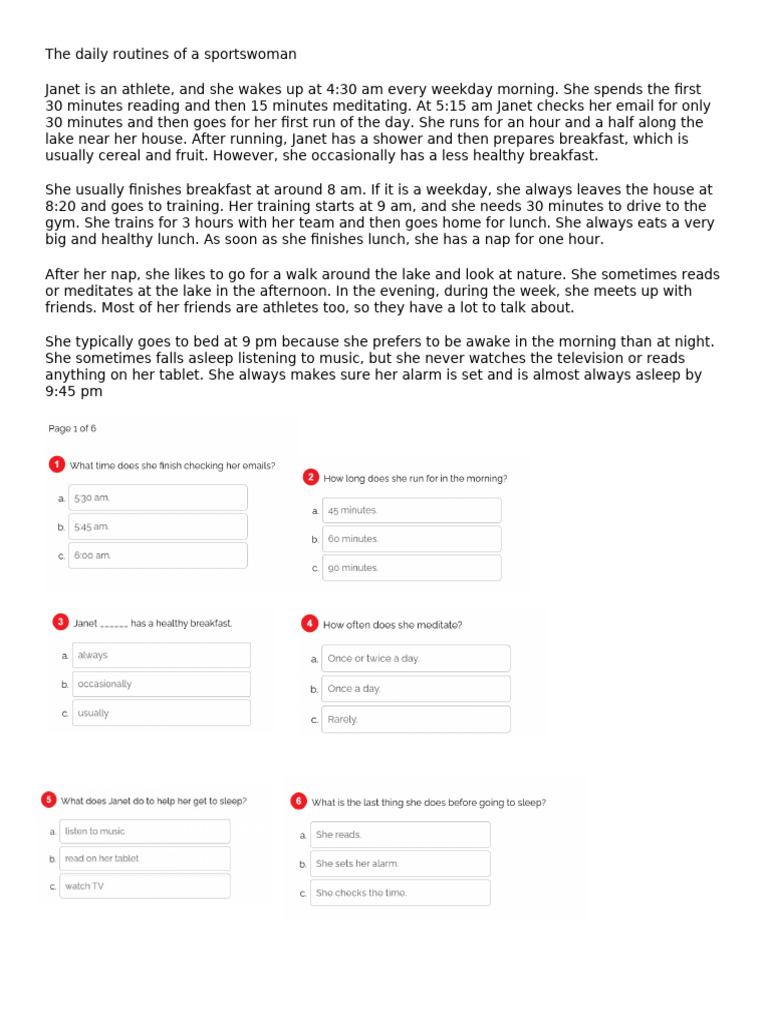 Daily Routine of an Athlete | PDF