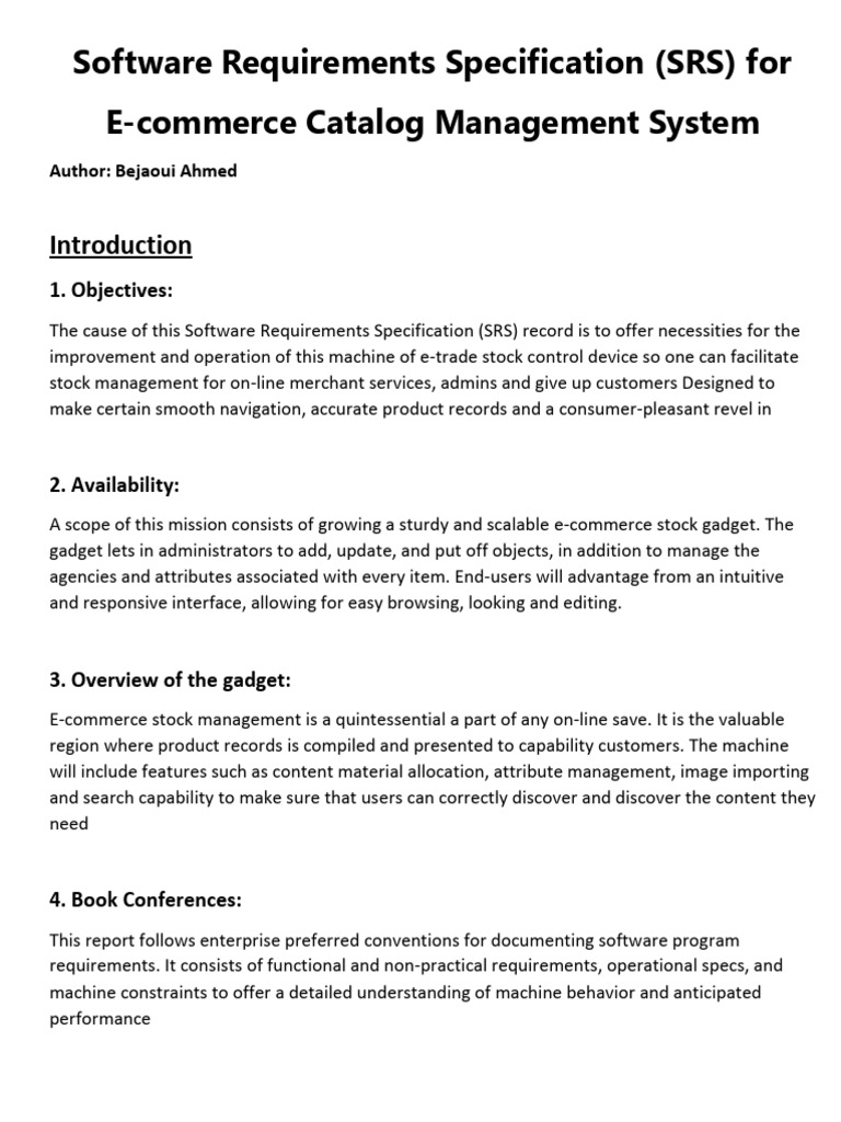E-commerce Catalog Management SRS | PDF | Databases | E Commerce