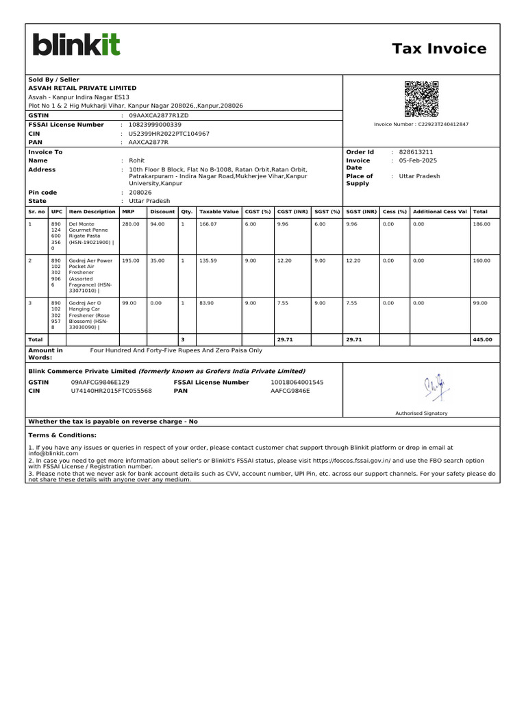 Detailed Tax Invoices for Rohit | PDF