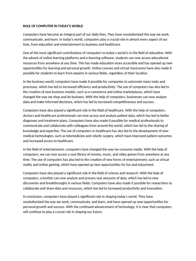 Impact of Computers on Modern Life | PDF | Educational Technology ...