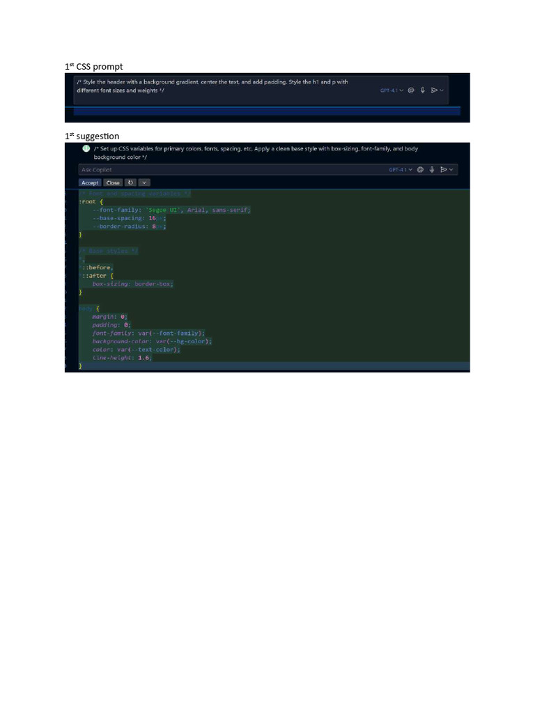 CSS Prompts and Visual Results Guide | PDF