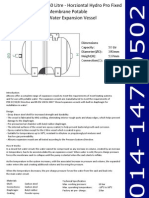 50 Litre - Horziontal Hydro Pro Fixed Membrane Potable Water Expansion Vessel