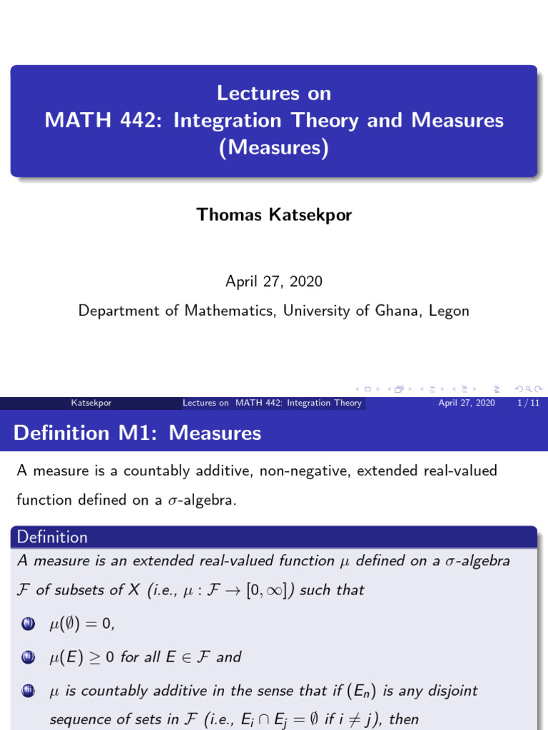 Integration Theory and Measures Overview | PDF | Measure (Mathematics ...