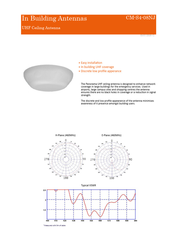 UHF Ceiling Antenna for In-Building Coverage | PDF | Antenna (Radio ...