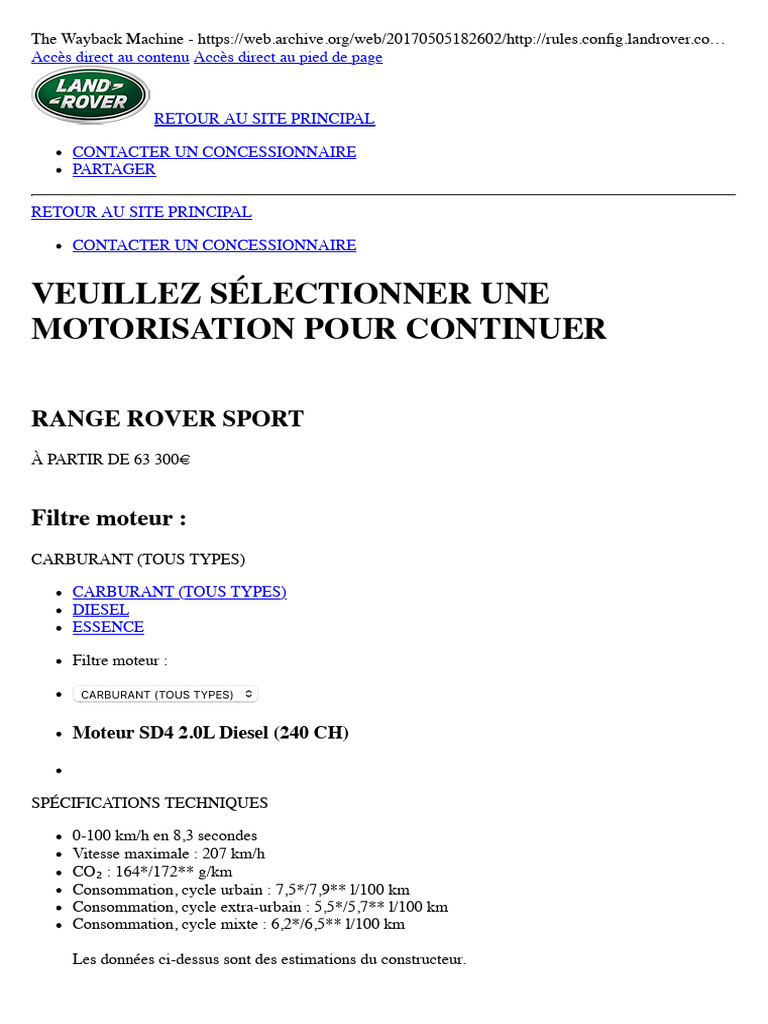 Spécifications du Range Rover Sport 2017 | PDF | Véhicules à traction ...