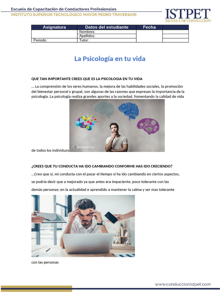 La Psicologia en Tu Vida | PDF