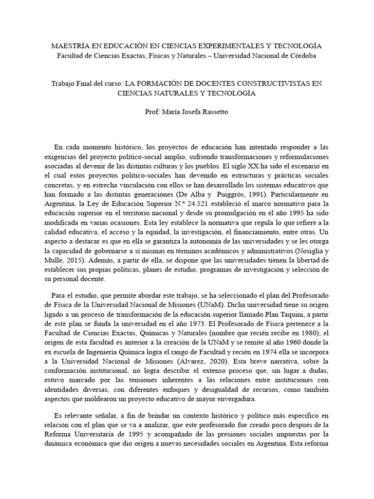 Formación Docente - Lopez F | PDF | Plan de estudios | Maestros