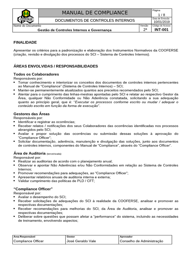 Gestão de Controles Internos e Compliance | PDF | Governança | Gestão ...