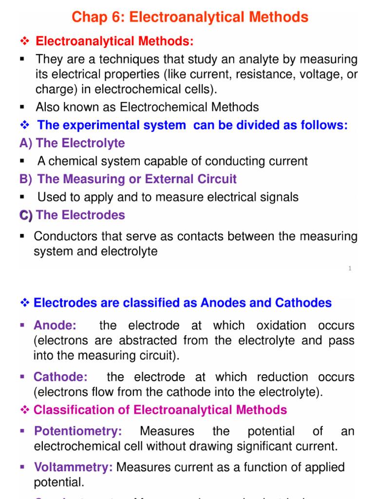 Analysis I Chap 6 Electroanalyticall Methods Ed | PDF