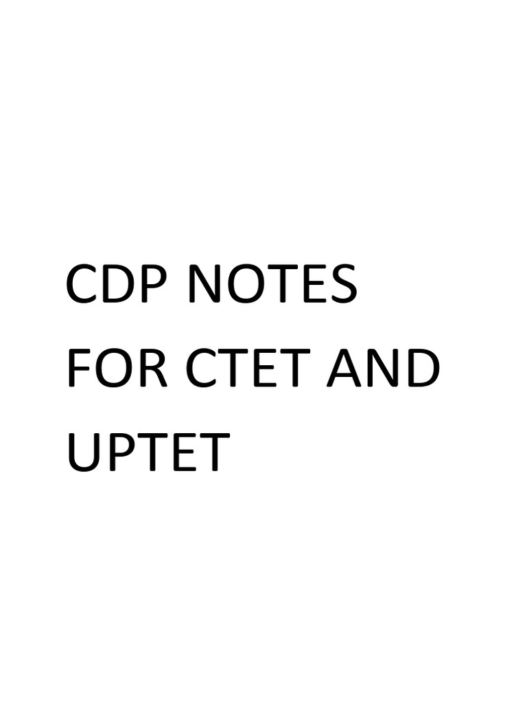 CDP Notes For Ctet and Uptet | PDF