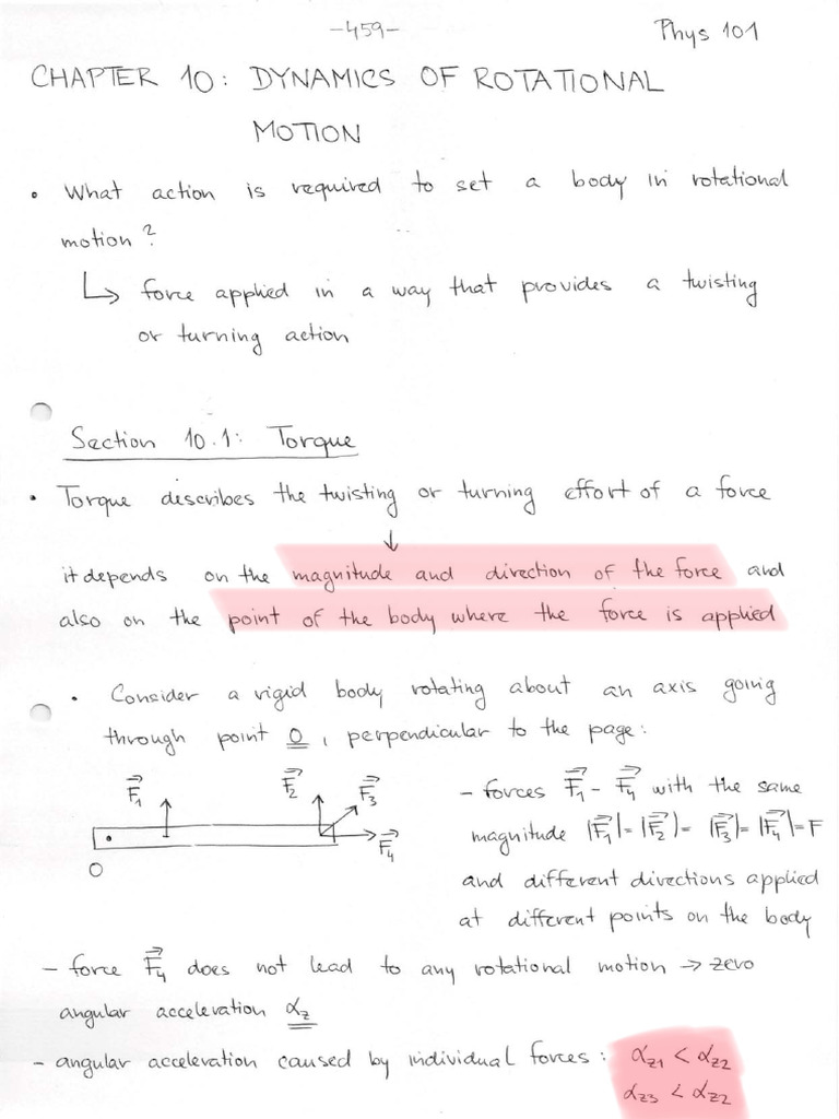 FIZ101E Chapter 10 Notes | PDF