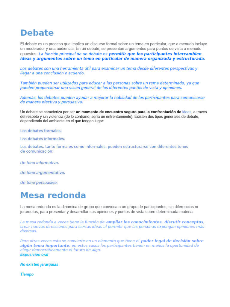 Mesa Panel: Dinámicas de Debate | PDF | Hablar en público