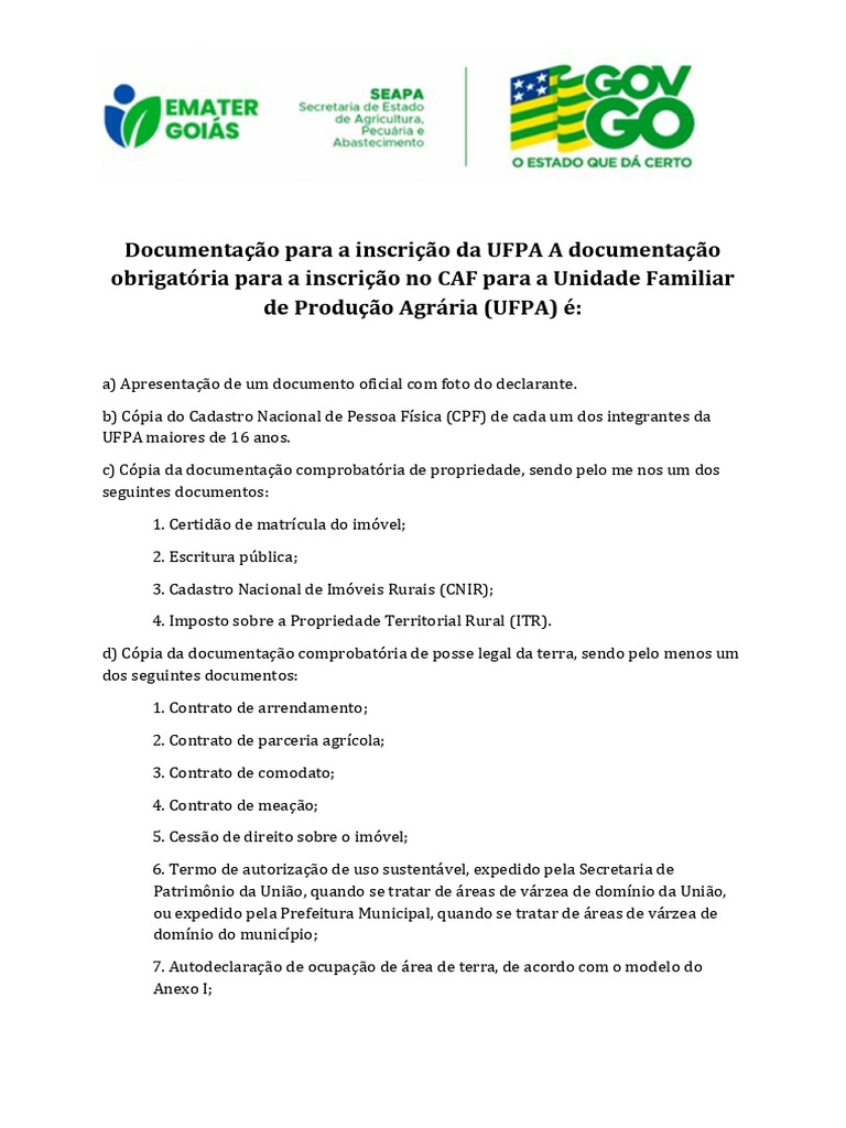 Documentação para Inscrição na UFPA | PDF | Reforma agrária