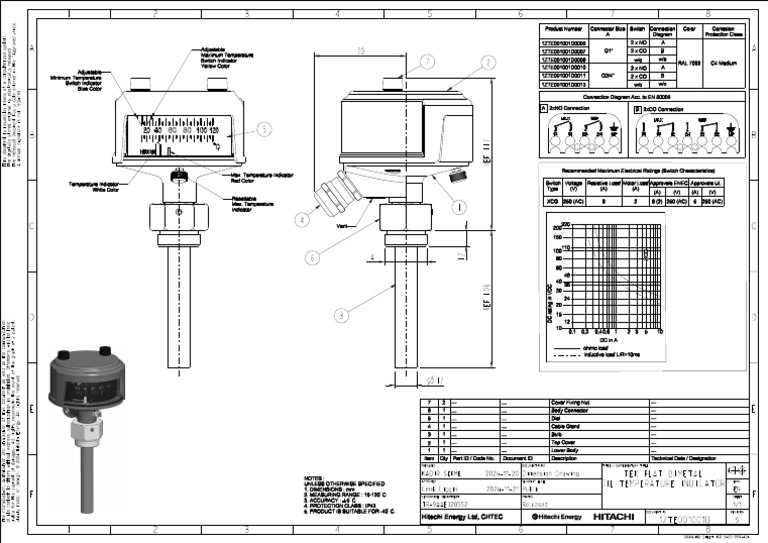 Oil Temperature Indicator Drawing | PDF | Electrical Equipment ...