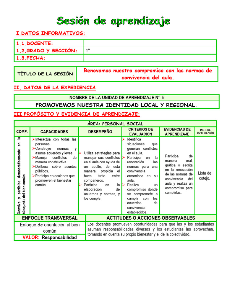 Normas de convivencia en el aula | PDF | Salón de clases | Aprendizaje