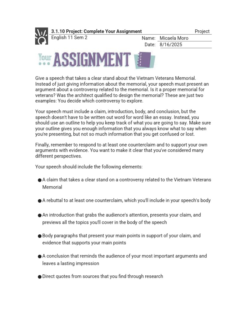 3.1.10 Project - Complete Your Assignment (Project) - 2 | PDF