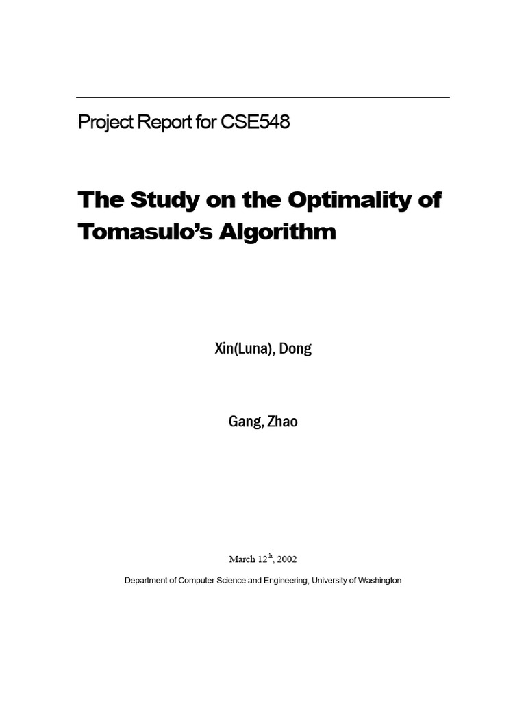 The Study On Optimality Tomasulo Algorithm Vs Topological Sort | PDF ...