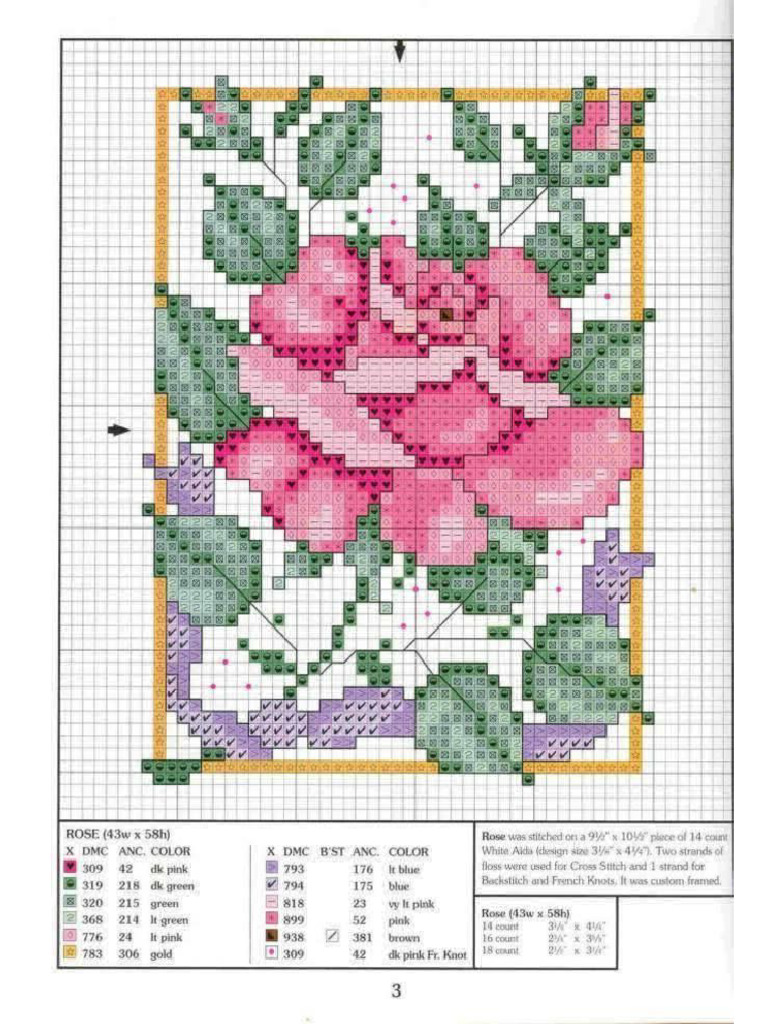 Rose Cross Stitch Pattern | PDF
