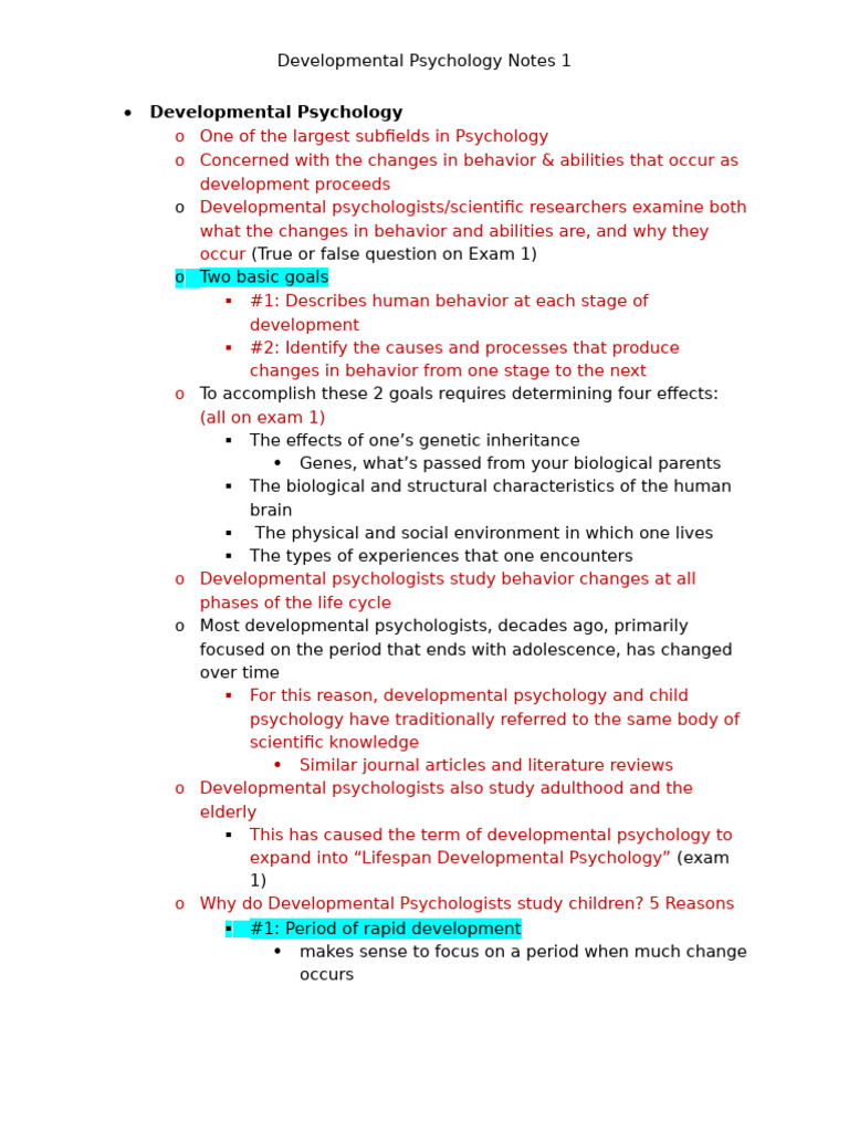 Overview of Developmental Psychology | PDF | Developmental Psychology ...