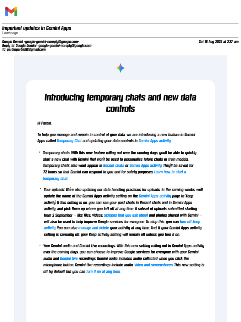 Gemini Apps: New Features Update | PDF | Software | Mobile Computers