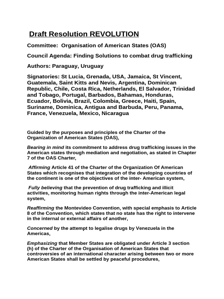 OAS Resolution on Drug Trafficking Solutions | PDF