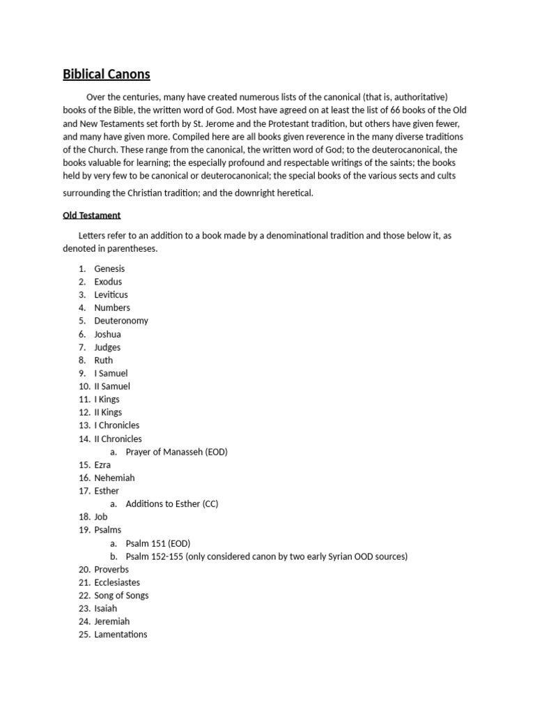 Comprehensive Bible Canon Overview | PDF | Biblical Canon | Bible