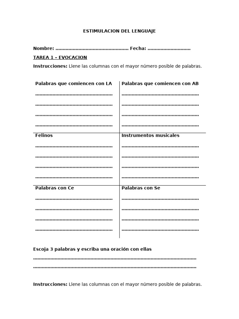 Actividades de Estimulación del Lenguaje | PDF | Color