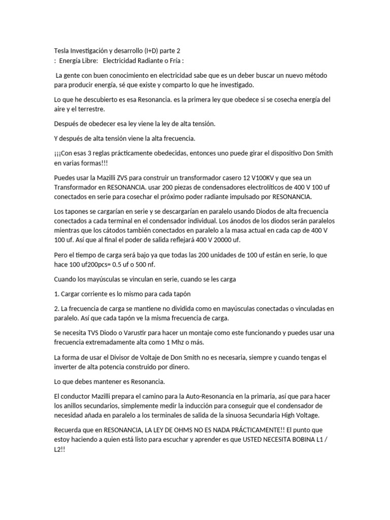 Energía Radiante: Resonancia y Transformadores | PDF | Transformador ...