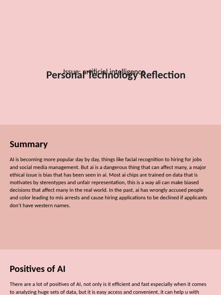 Personal Technology Reflection | PDF | Artificial Intelligence ...