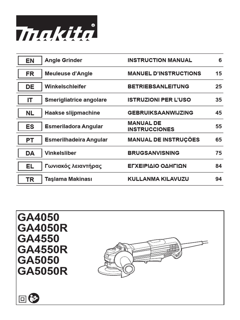 Angle Grinder Instruction Manual | PDF | Grinding (Abrasive Cutting ...