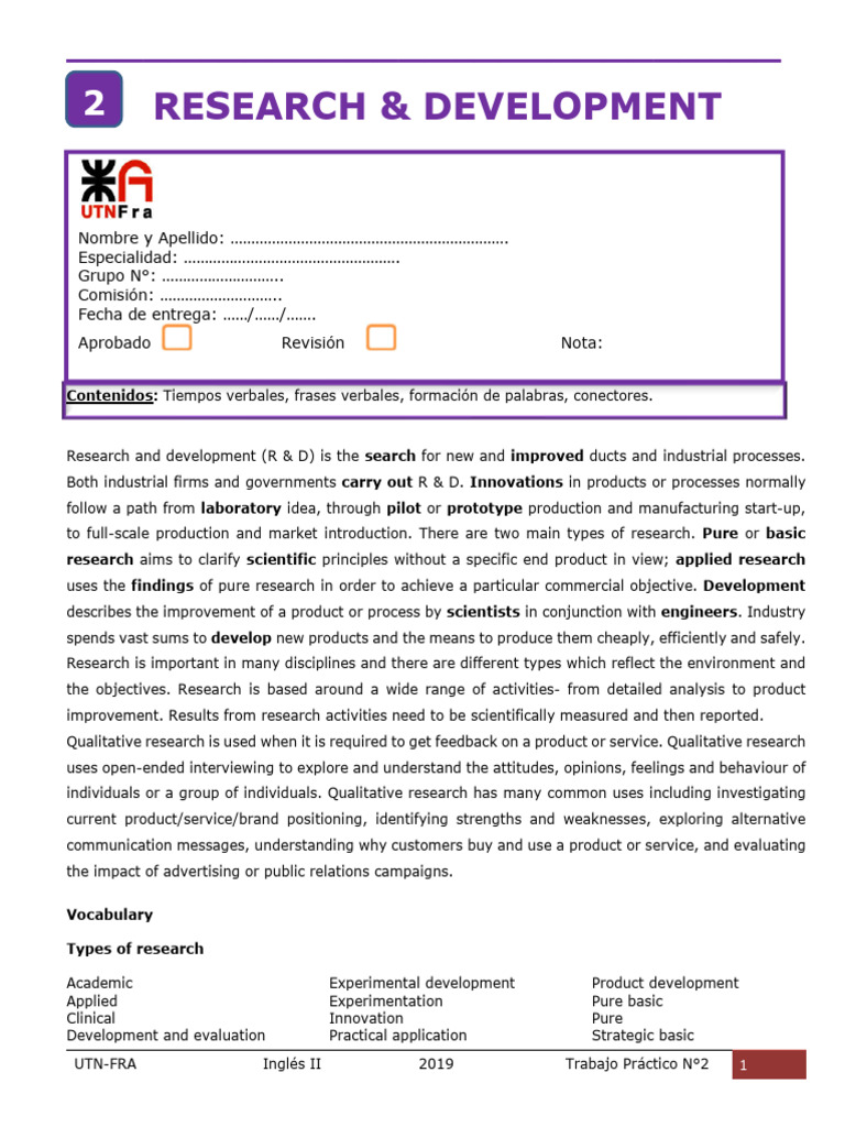 Research and Development Overview | PDF | Perfect (Grammar) | Syntax