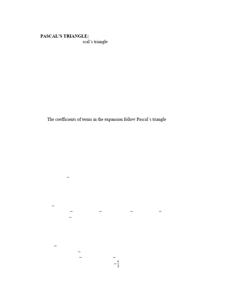Binomial Theorem and Pascal's Triangle | PDF | Combinatorics | Arithmetic