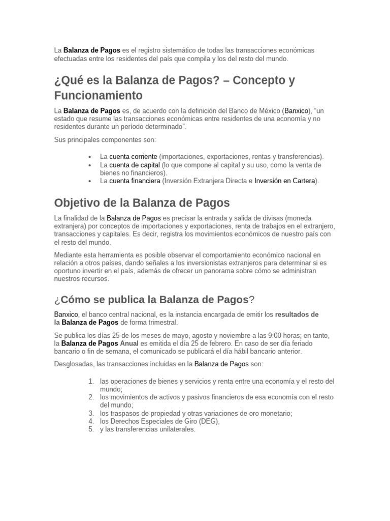 Balanza de Pagos | PDF | Balance de pagos | Bancos