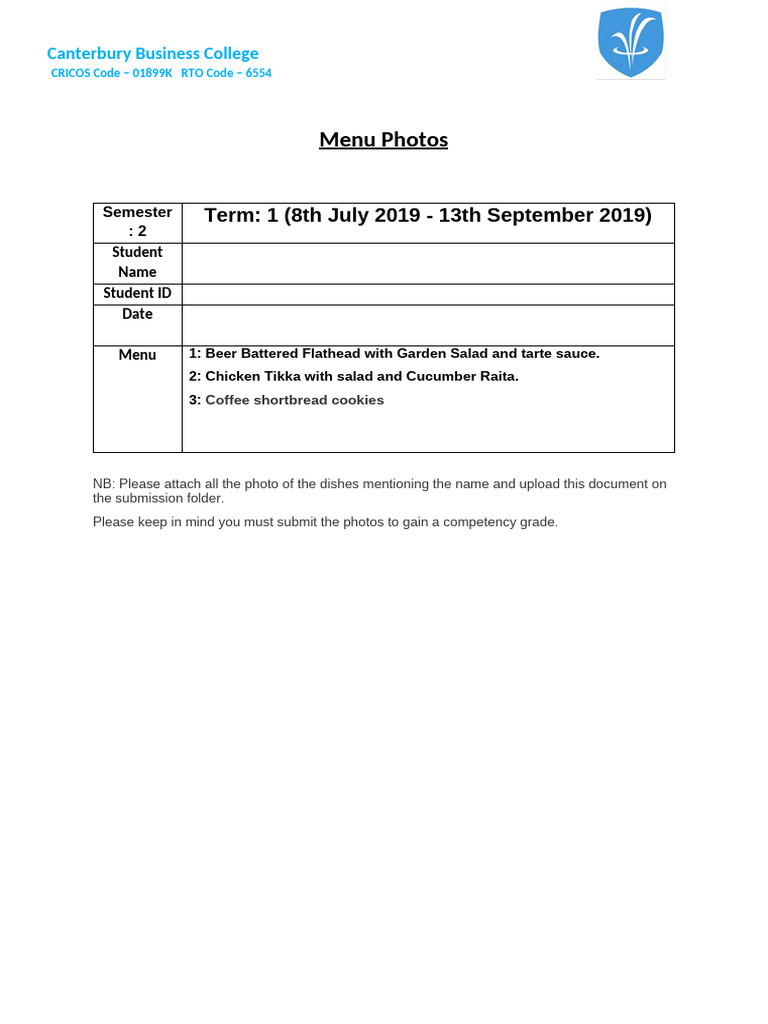 Menu Photos | PDF