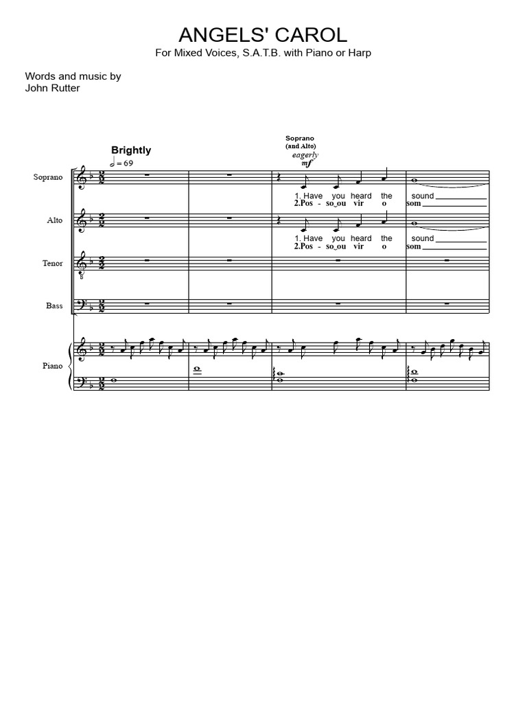 John Rutter's Angels' Carol Sheet Music | PDF | Pitch (Music) | Vocal Music