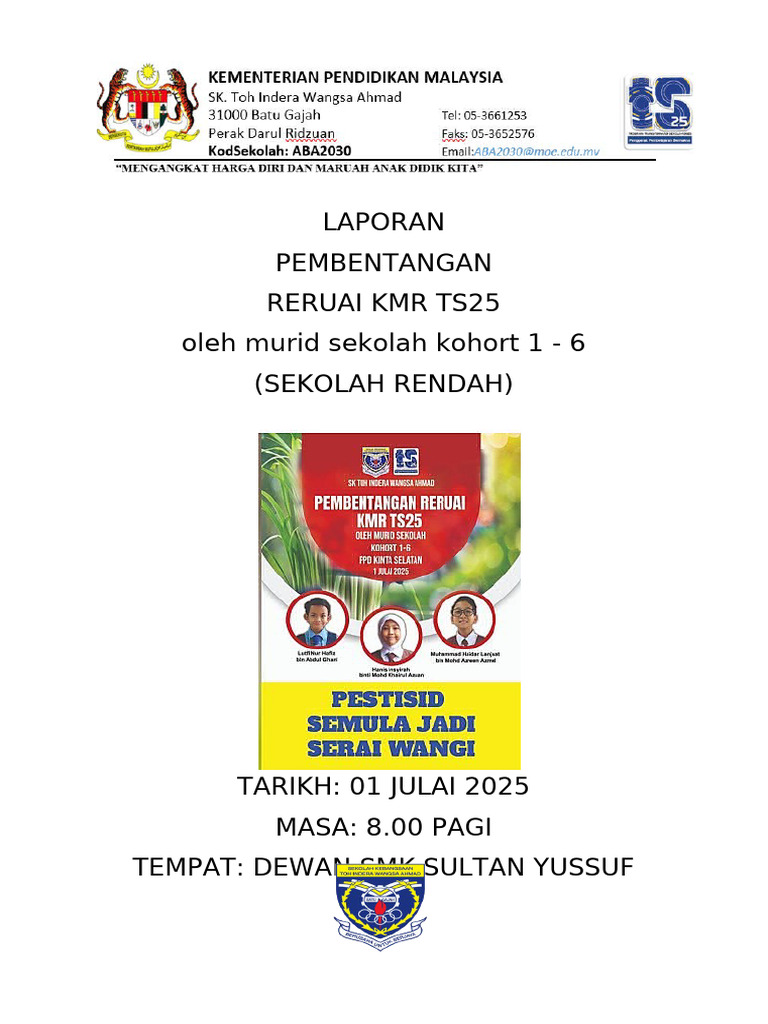 Laporan Pembentangan Reruai KMR Ts25 (01.07.2025) | PDF